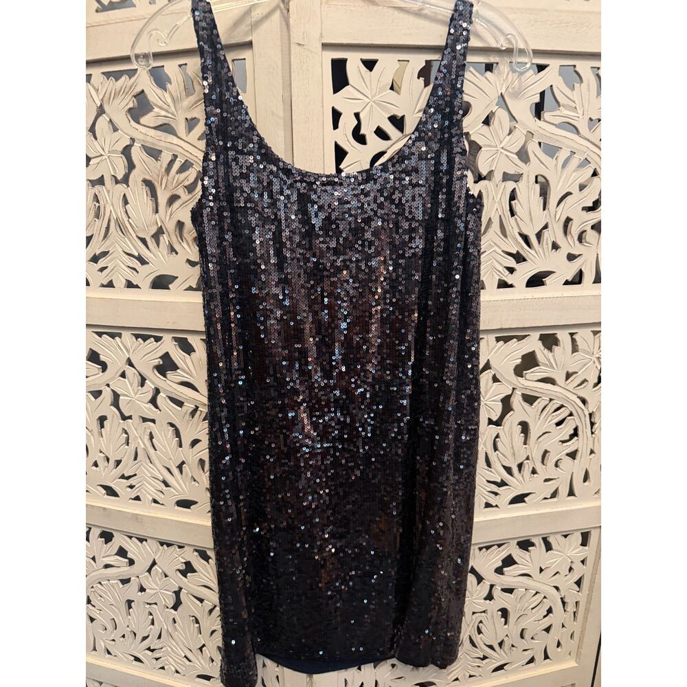 Designer Laundry Sleeveless Mini Blue Vintage Sequin Dress Size 2